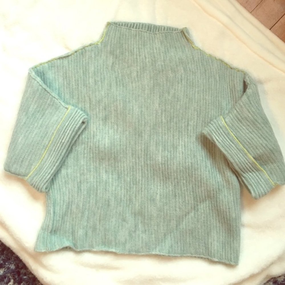 MINT GREEN Anthropologie Mock Neck Cropped Sweater